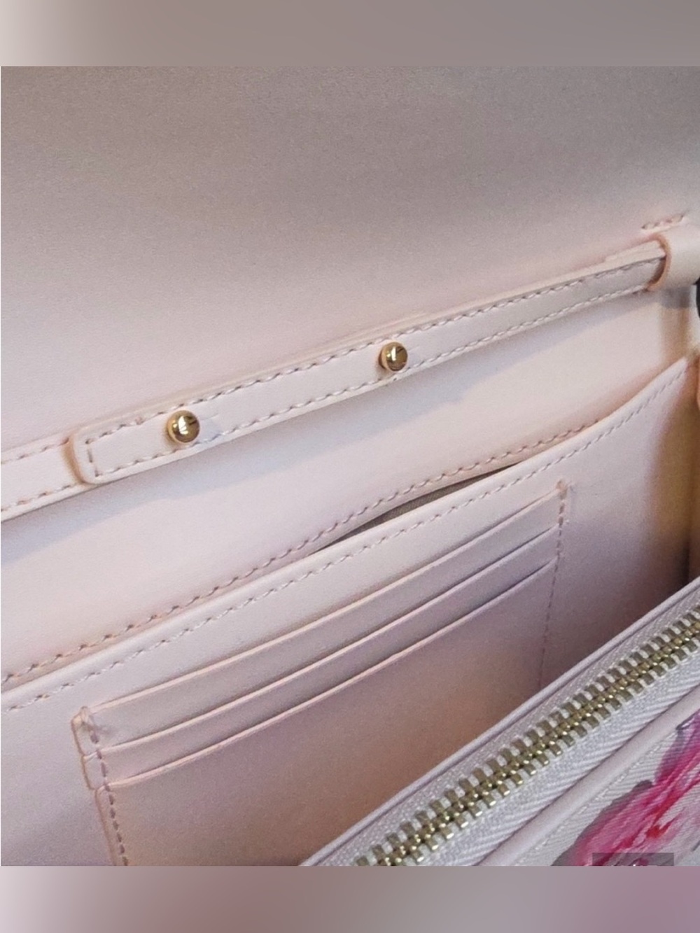 Ted Baker Pink Floral Chain Crossbody Bag with Gold Hardware - Picture 10 of 15